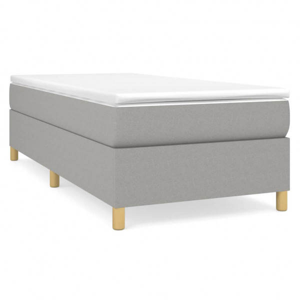 Cama box spring con colchón tela gris claro 90x190 cm M 2