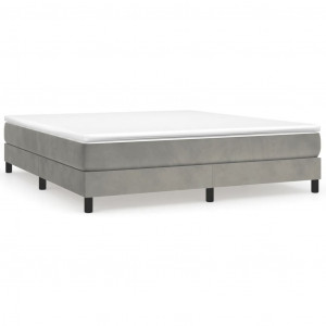 Cama box spring con colchón terciopelo gris claro 180x200 cm H
