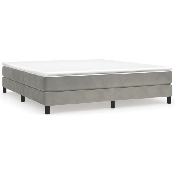 Cama box spring con colchón terciopelo gris claro 180x200 cm M 2