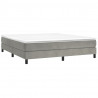 Cama box spring con colchón terciopelo gris claro 180x200 cm 3