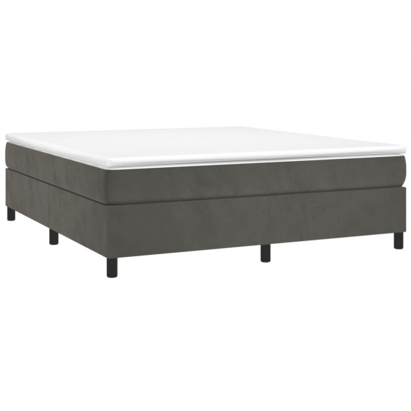 Cama box spring con colchón terciopelo gris oscuro 180x200 cm M 3
