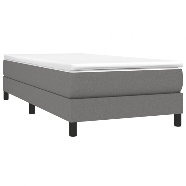 Cama box spring con colchón tela gris oscuro 100x200 cm M 3