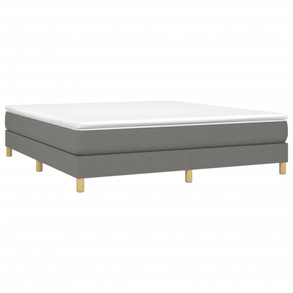 Cama box spring con colchón tela gris oscuro 160x200 cm M 3