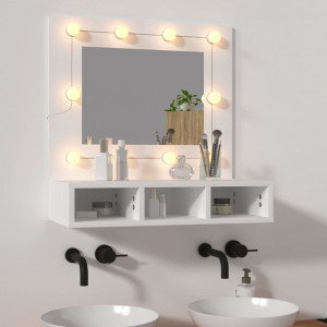 Armário espelhado com luzes LED 60x31.5x62 cm branco H