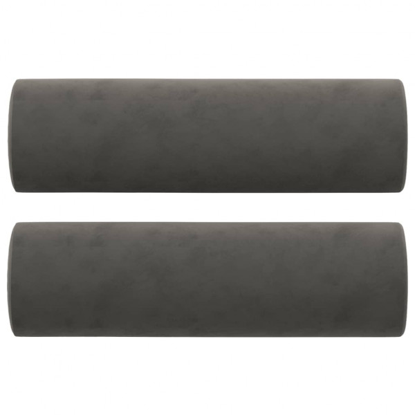 Almofadas decorativas 2 pcs Ø15x50 cm veludo cinzento-escuro M 2