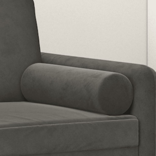 Almofadas decorativas 2 pcs Ø15x50 cm veludo cinzento-escuro M 5