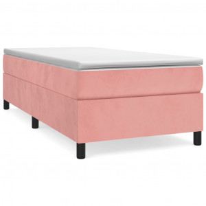 Cama box spring con colchón terciopelo rosa 90x200 cm H