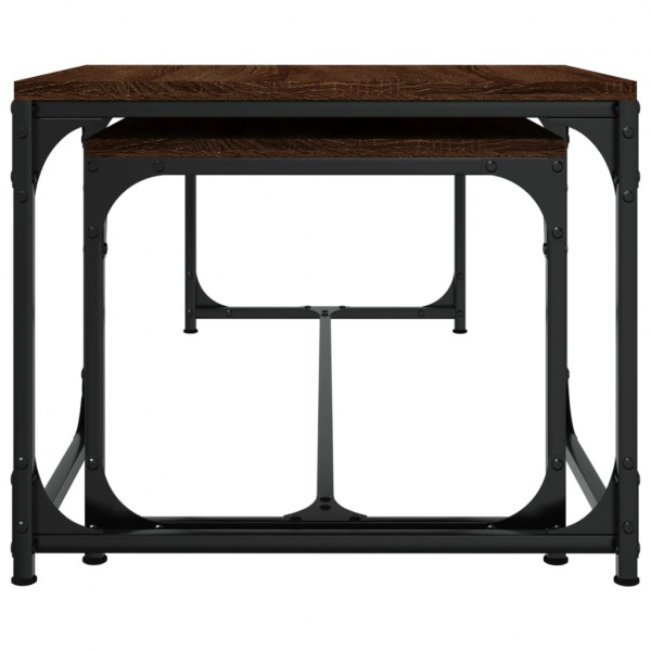 Mesas de centro 2 uds madera contrachapada marrón roble M 5