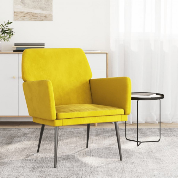 Sillón de terciopelo amarillo 62x79x79 cm D