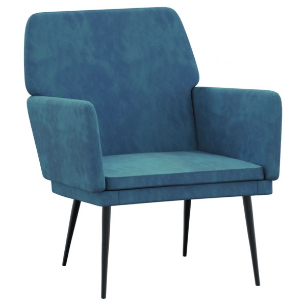 Sillón de terciopelo azul 62x79x79 cm M 2
