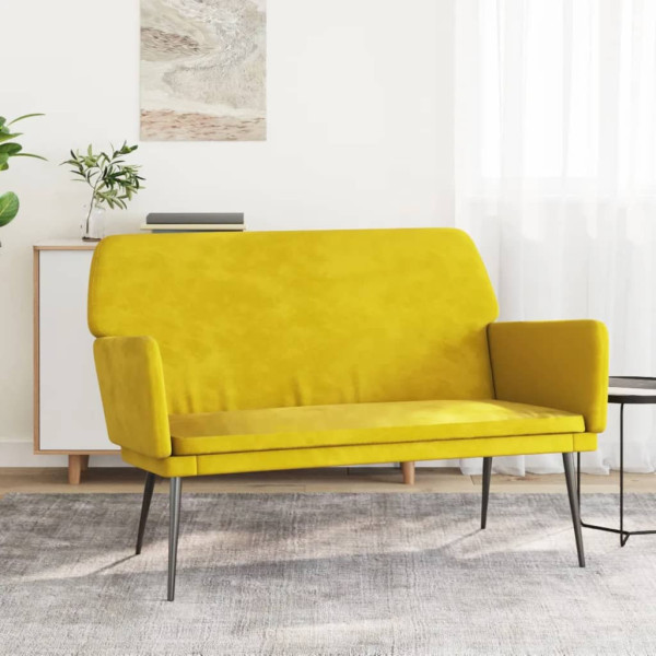 Banco de terciopelo amarillo 108x79x79 cm D