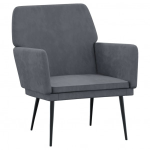 Sillón de terciopelo gris oscuro 62x79x79 cm H