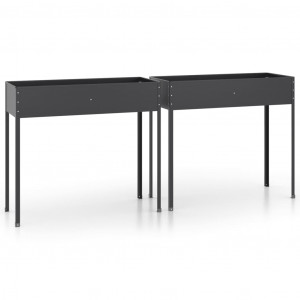 Vasos/floreiras de jardim 2 pcs aço galvanizado antracite H