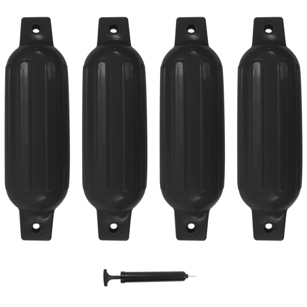 Defensas para barco 4 unidades PVC negro 41x11.5 cm D