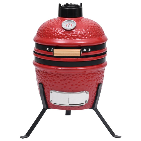 2 en 1 Barbacoa ahumadora Kamado de cerámica rojo 56 cm M 3