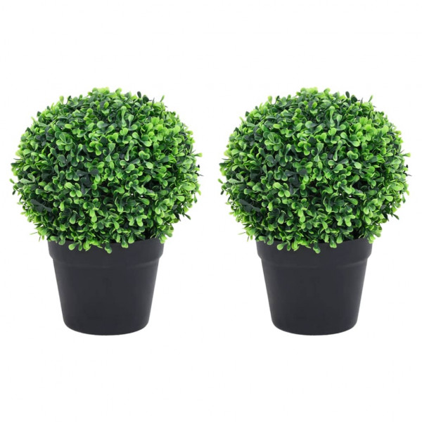Plantas de boj artificial 2 uds forma bola maceta verde 27 cm D