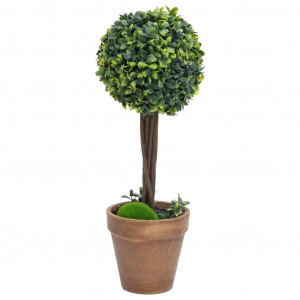 Plantas bolas de buxo artificiais c/ vasos 2 pcs 41 cm verde H