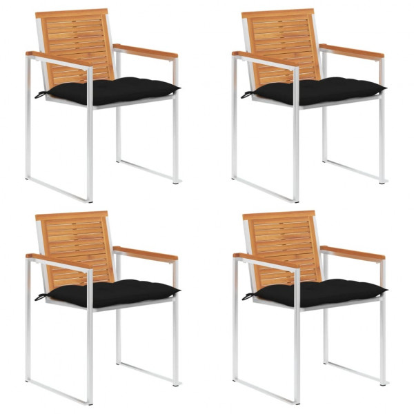 Sillas de jardín y cojines 4 unidades madera maciza de acacia D