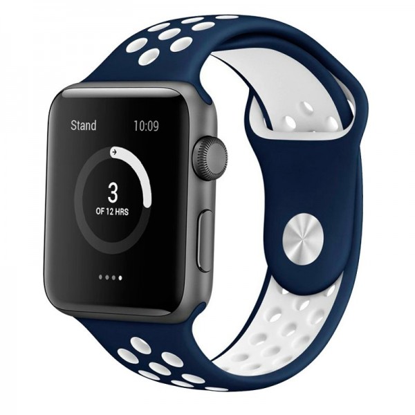 Cintura COOL para Apple Assista Série 1 / 2 / 3 / 4 / 5 / 6 / 7 / 8 / 9 / SE (38 / 40 / 41 mm) Esporte Azul M 2
