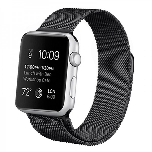 Correa COOL para Apple Watch Series 1 / 2 / 3 / 4 / 5 / 6 / 7 / 8 / 9 / SE (42 / 44 / 45 mm) Metal Negro M 4