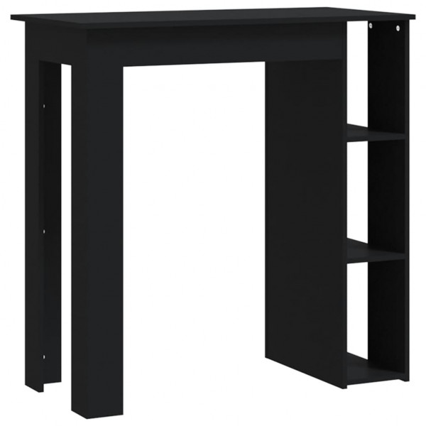 Mesa bar con estante madera contrachapada negro 102x50x103.5 cm M 2