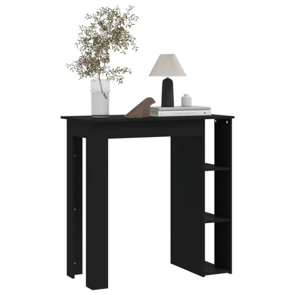 Mesa bar con estante madera contrachapada negro 102x50x103.5 cm M 3