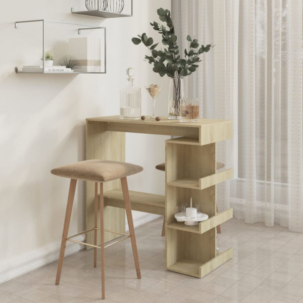 Mesa bar estante almacenaje contrachapada roble 100x50x101.5 cm M 3