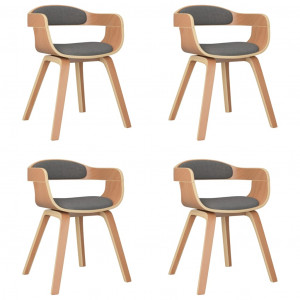 Silla de comedor 4 uds madera curvada y tela gris claro H