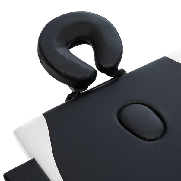 Camilla de masaje plegable 2 zonas madera negro y blanco M 4