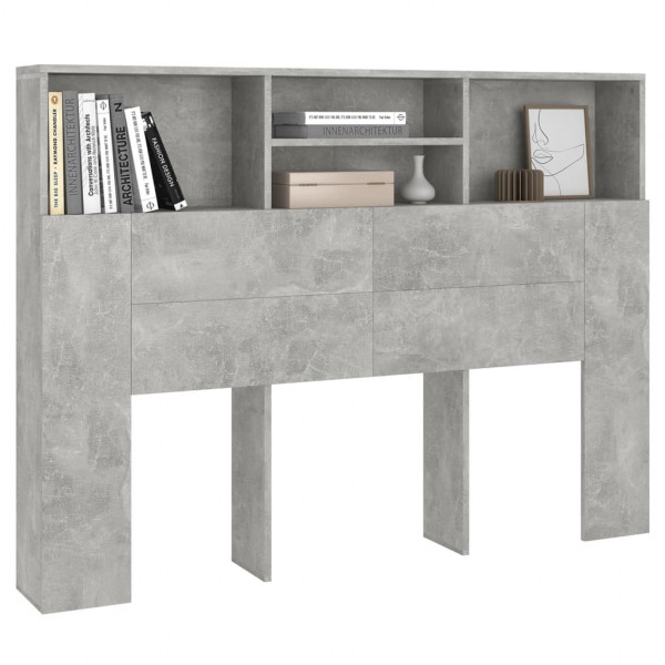 Mueble cabecero gris hormigón 140x19x103.5 cm M 4