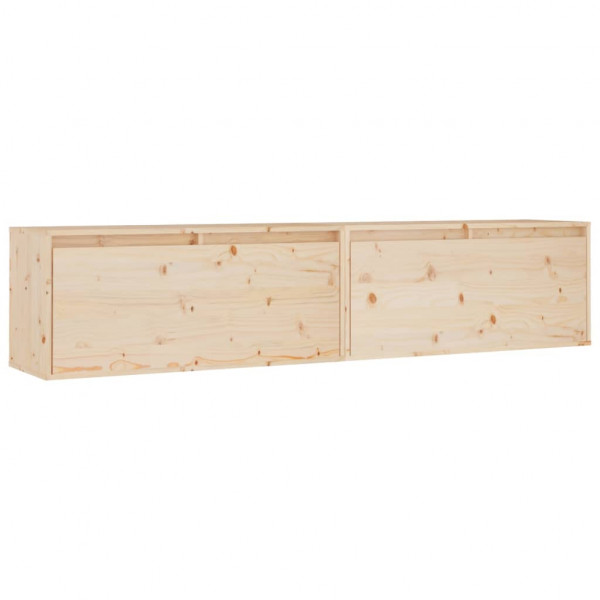 Armario de pared 2 uds madera maciza de pino 80x30x35 cm M 2