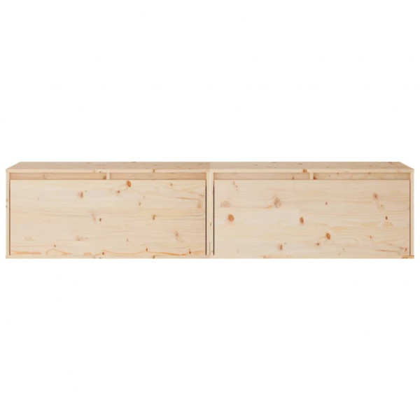 Armario de pared 2 uds madera maciza de pino 80x30x35 cm M 3