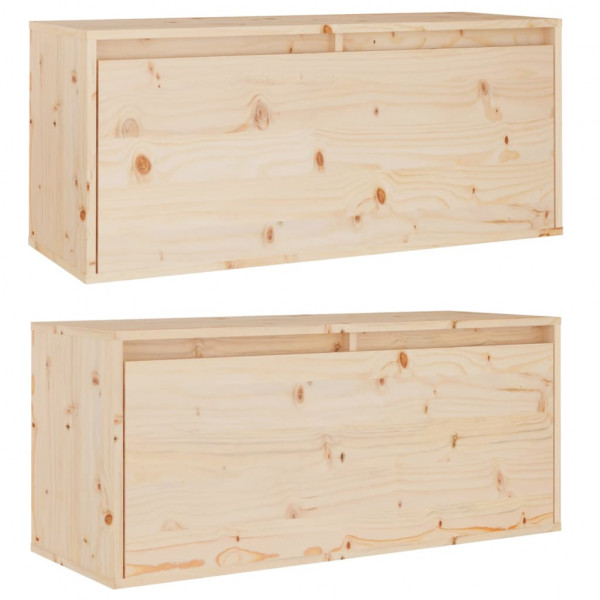 Armario de pared 2 uds madera maciza de pino 80x30x35 cm M 4