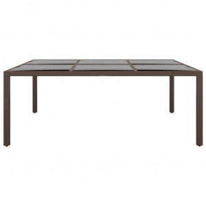 Mesa de jardín superficie de vidrio ratán marrón 200x150x75 cm H