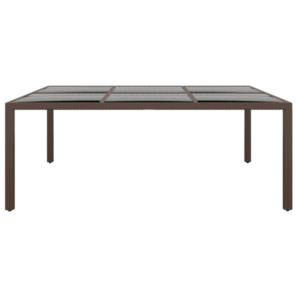 Mesa de jardín superficie de vidrio ratán marrón 200x150x75 cm M 2
