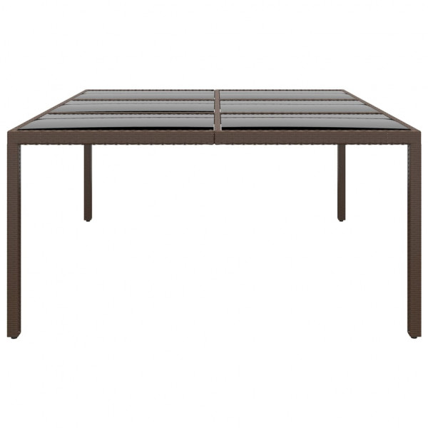 Mesa de jardín superficie de vidrio ratán marrón 200x150x75 cm M 3