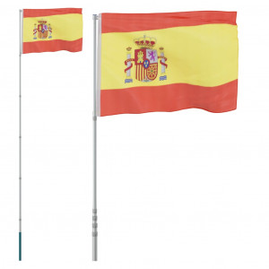Mástil y bandera de España aluminio 5.55 m H