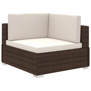 Set muebles de jardín 6 piezas y cojines ratán sintético marrón H