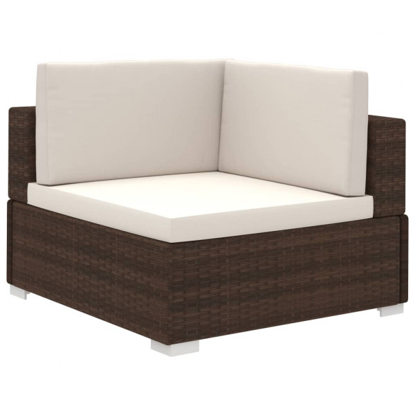 Set muebles de jardín 6 piezas y cojines ratán sintético marrón M 2
