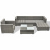 Set de muebles de jardín 6 pzas y cojines ratán sintético gris 3