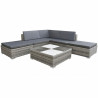 6 pcs conjunto lounge de jardim c/ almofadões vime PE cinzento 1