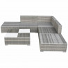 Set de muebles de jardín 6 pzas y cojines ratán sintético gris 3