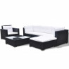 Set muebles de jardín 6 piezas y cojines ratán sintético negro 3
