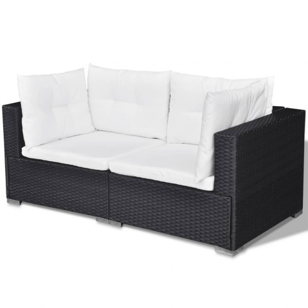 Set muebles de jardín 6 piezas y cojines ratán sintético negro M 5