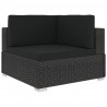 5 pcs conjunto lounge de jardim c/ almofadões vime PE preto 4