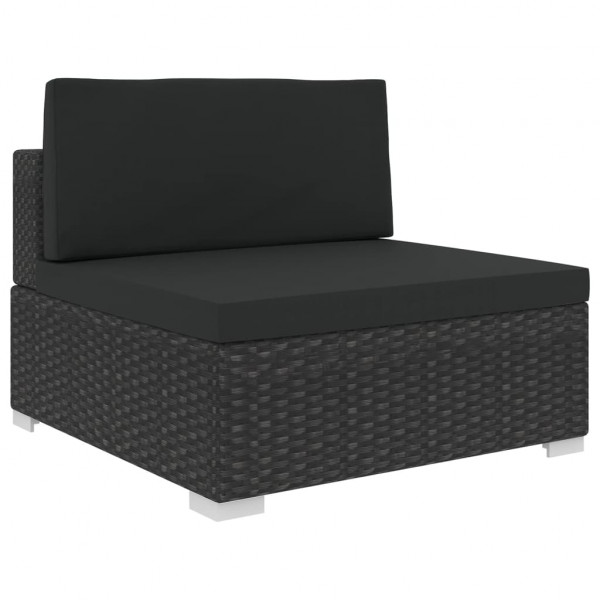 5 pcs conjunto lounge de jardim c/ almofadões vime PE preto M 5