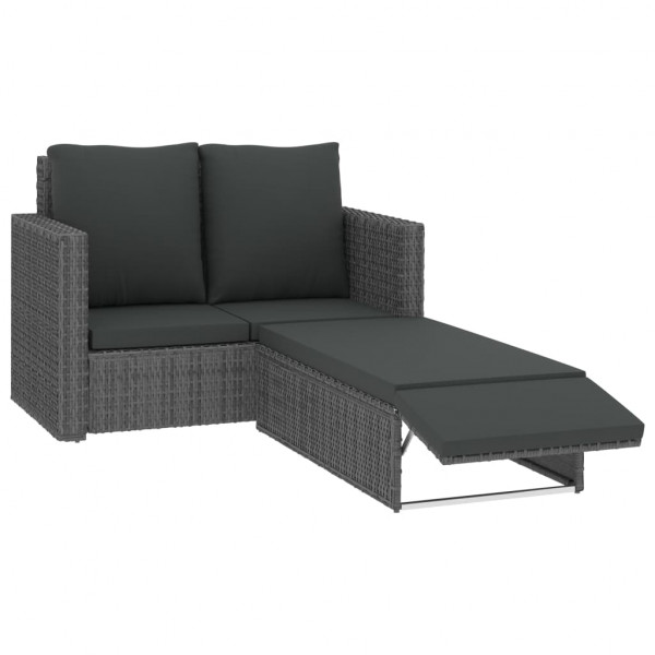 Set de muebles de jardín 2 pzas y cojines ratán sintético gris M 2