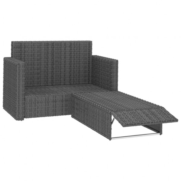 Set de muebles de jardín 2 pzas y cojines ratán sintético gris M 3