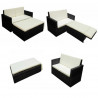 Set muebles de jardín 2 piezas y cojines ratán sintético negro 4