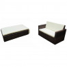 Set muebles de jardín 2 piezas y cojines ratán sintético marrón 2